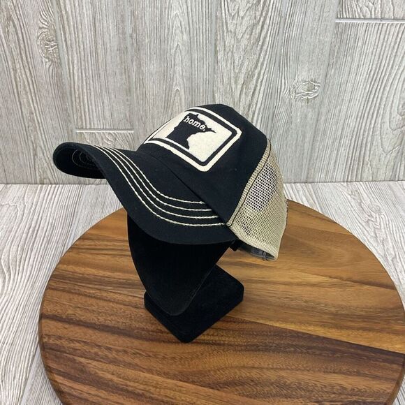 Vintage Minnesota Home State Apparel Beige Black Logo Baseball Cap Hat OSFA - Picture 2 of 9